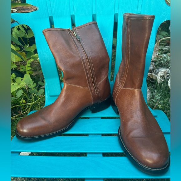 Cole Haan Leather Brown Zip Pull On Boots Size 10 - Picture 1 of 14